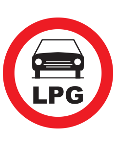 Bord met pictogram voertuigen met LPG verboden
