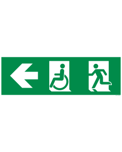 Bord Nooduitgang links beperkte mobiliteit