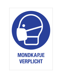 Bord met pictogram en tekst Mondmasker verplicht - ISO7010 - M016
