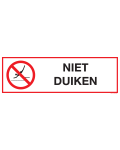 Bord met pictogram en tekst niet duiken