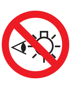 Bord met pictogram verboden in de lichtbron te kijken