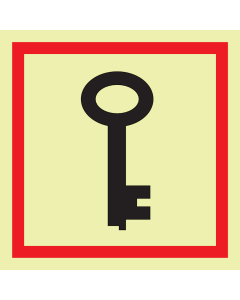 Fotoluminescerend bord met pictogram van een noodsleutel