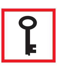 Bord met pictogram van een noodsleutel