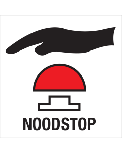 Bord met pictogram van een noodstop met hand 