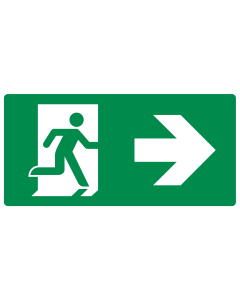 Bord met pictogram nooduitgang rechts