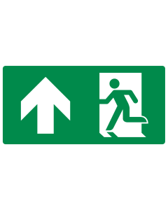 Bord met pictogram nooduitgang rechtdoor linkerhand