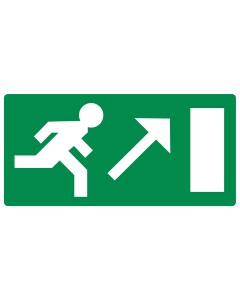 Bord met pictogram nooduitgang rechts omhoog