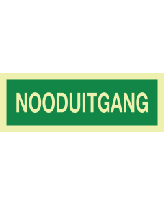 Fotoluminescerend bord met tekst Nooduitgang