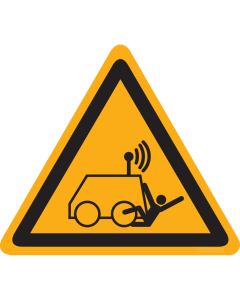 Bord met pictogram gevaar op afstand bedienbare machine - ISO 7010 - W037