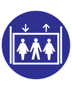 Blauw bord met pictogram om een personenlift aan te duiden