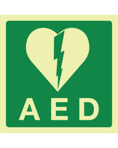 Fotoluminescerend bord met pictogram AED - KB 21-4-2007