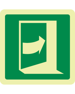 Fotoluminescerend bord met pictogram nooduitgang duwen rechterkant ISO 7010