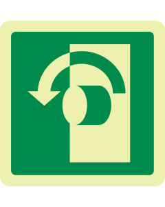 Fotoluminescerend bord met pictogram draaiknop links ISO 7010