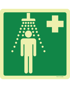 Fotoluminescerend bord met pictogram nooddouche ISO 7010