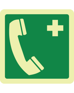 Fotoluminescerend bord met pictogram noodtelefoon ISO 7010