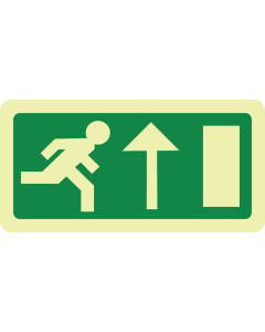 Fotoluminescerend bord met pictogram nooduitgang rechtdoor