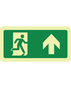 Fotoluminescerend bord met pictogram nooduitgang rechtdoor volgens ISO 7010