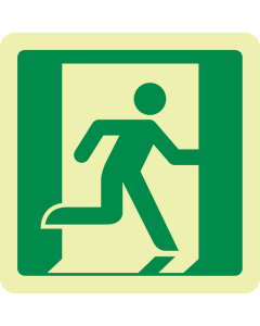 Fotoluminescerend bord met pictogram nooduitgang opening rechterkant ISO 7010