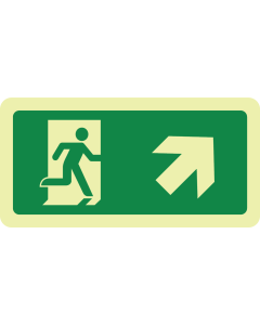 Fotoluminescerend bord met pictogram nooduitgang rechts omhoog ISO 7010