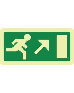 Fotoluminescerend bord met pictogram nooduitgang rechts omhoog