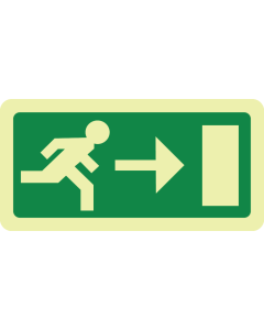 Fotoluminescerend bord met pictogram nooduitgang rechts