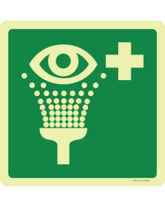 Fotoluminescerend bord met pictogram oogdouche ISO 7010