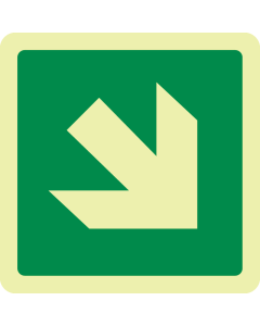 Fotoluminescerend bord met pictogram schuine pijl groen ISO 7010