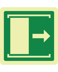 Fotoluminescerend bord met pictogram schuifdeur rechts ISO 7010