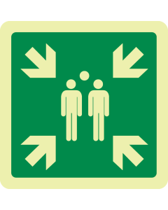 Fotoluminescerend bord met pictogram verzamelplaats ISO 7010