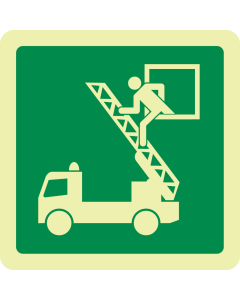 Fotoluminescerend bord met pictogram vluchtweg raam ISO 7010