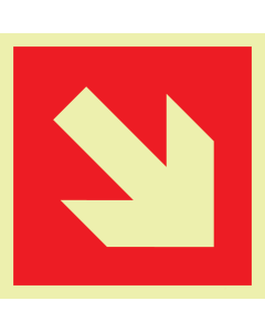 Fotoluminescerend bord met pictogram van een diagonale pijl (Rood)