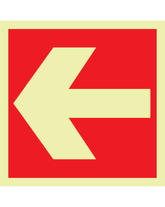 Fotoluminescerend bord met een pictogram van een pijl (rood)
