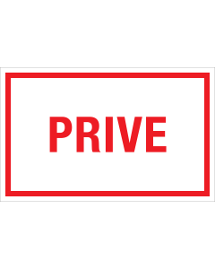 Bord Prive - wit tekstbord met rode tekst