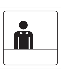 Wit bord met pictogram voor aanduiden receptie
