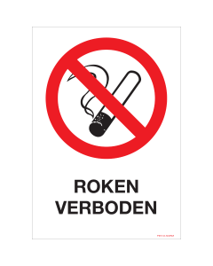 Bord met pictogram en tekst roken verboden