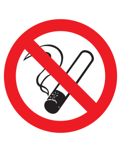 Bord met pictogram roken verboden