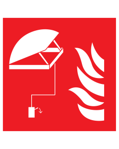 Bord met pictogram van een rookluik met vlam