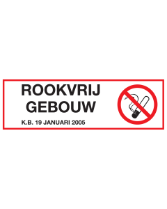 Bord met pictogram en tekst rookvrij gebouw