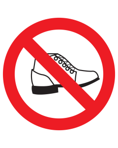 Bord met pictogram schoenen verboden