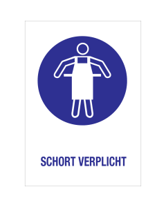 Bord met pictogram en tekst om aan te duiden dat het dragen van een schort verplicht is - ISO7010 - M026