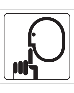 Wit bord met pictogram voor het aanduiden van een stilteruimte