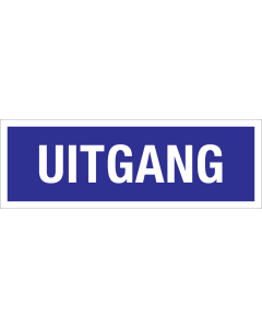 Bord uitgang - blauw met witte tekst