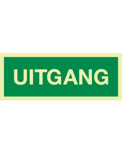 Fotoluminescerend bord met tekst UITGANG