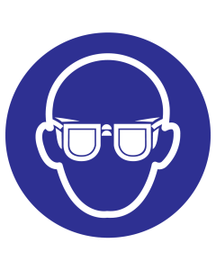 Blauw bord met pictogram om aan te duiden dat oogbescherming verplicht is - ISO7010 - M004