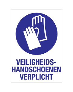 Bord met pictogram en tekst om aan te duiden dat het dragen van veiligheidshandschoenen verplicht is - ISO7010 - M009