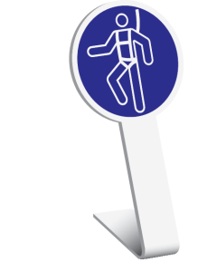 Bord met pictogram veiligheidsharnas verplicht (op staander) - ISO 7010 - M018