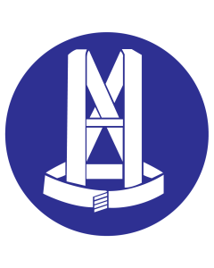 Blauw bord met pictogram om aan te duiden dat een veiligheidsgordel verplicht is