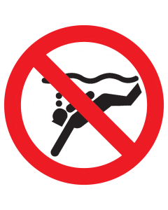 Bord met pictogram diepzee duiken verboden ISO7010 - P051