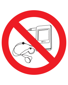 Bord met pictogram MP3 speler verboden