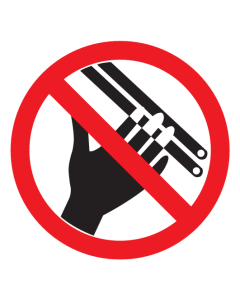 Bord met pictogram verboden hand insteken